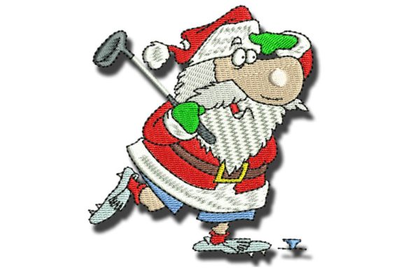 Golfing Santa: A Charming Holiday Embroidery for Handmade Gifts