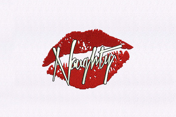 Naughty Red Lips Embroidery Design