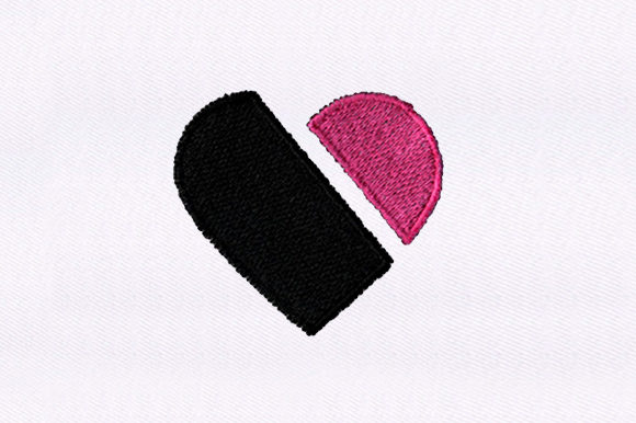 Pink Black Heart Embroidery Design