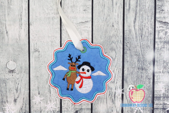 Reindeer with Snowman Ornament
