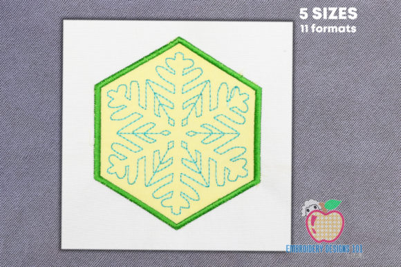 Snow Flake in a Hexagon in Pink Applique