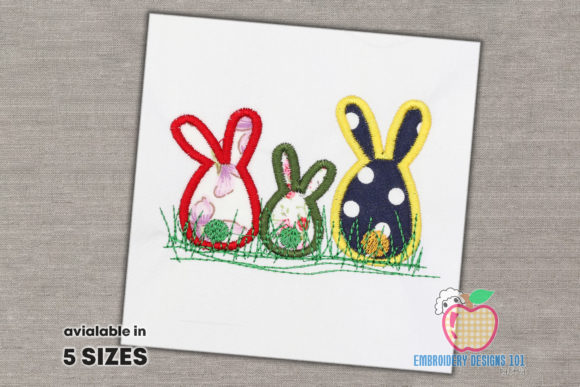 Three Small Easter Bunny Applique